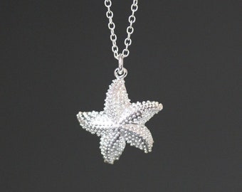 Silver Starfish Necklace - Starfish Pendant - Beach Jewelry - Starfish Charm Necklace - Ocean Jewelry - Sterling Silver Necklace