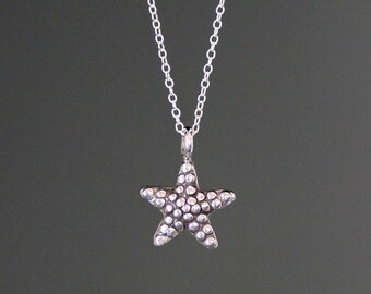 Silver Starfish Necklace - Starfish Pendant - Beach Jewelry - Starfish Charm Necklace - Ocean Jewelry - Silver Starfish Charm