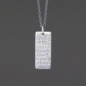 Live Love Laugh Necklace - Love Jewelry - Silver Love Pendant - Romantic Jewelry - Pendant with Words