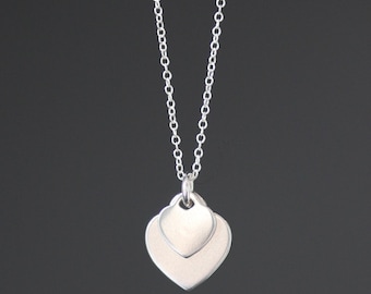 Silver Heart Necklace - Silver Tag Pendant - Simple Heart Pendant - Shiny Heart Necklace - Token of Love Jewelry - Anniversary Jewelry Gift