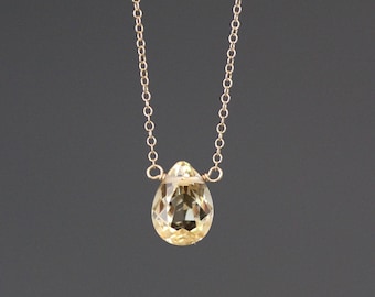 Collana di citrino - Collana di pietre preziose gialle - Collana di citrino e oro - Collana di pietre preziose a forma di pera - Giallo e oro