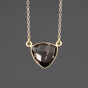 Smokey Quartz Necklace - Smokey Quartz Pendant - Brown Gemstone Necklace - Smokey Quartz and Gold - Brown and Gold Necklace