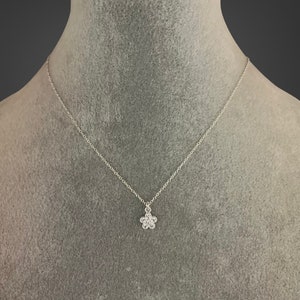 Gemstone Flower Necklace - Flower Pendant Necklace - Cubic Zirconia Necklace - Silver Flower Necklace - Silver Charm Necklace