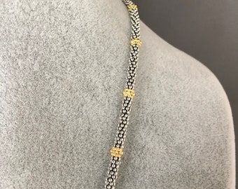 Gold and Silver Necklace - Mixed Metal Jewelry - Bali Silver Necklace - Two Tone Necklace - Everyday Jewelry - Caviar Silver Necklace