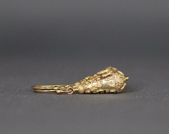 Pendientes de filigrana de oro - Pendientes de oro Vermeil de 24 k - Pendientes de oro envueltos en alambre - Pendientes de gota de oro - Pendientes de cuentas de oro