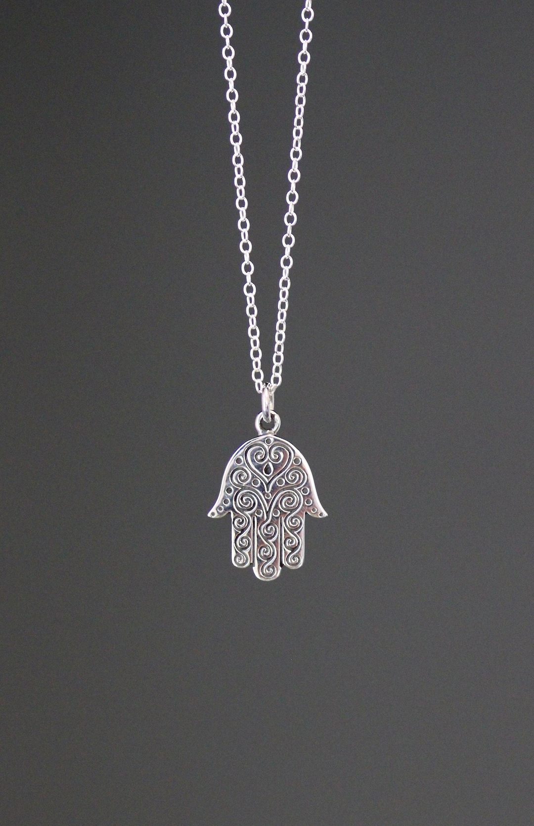 Silver Hamsa Necklace Hand of Fatima Pendant Small Hamsa Pendant