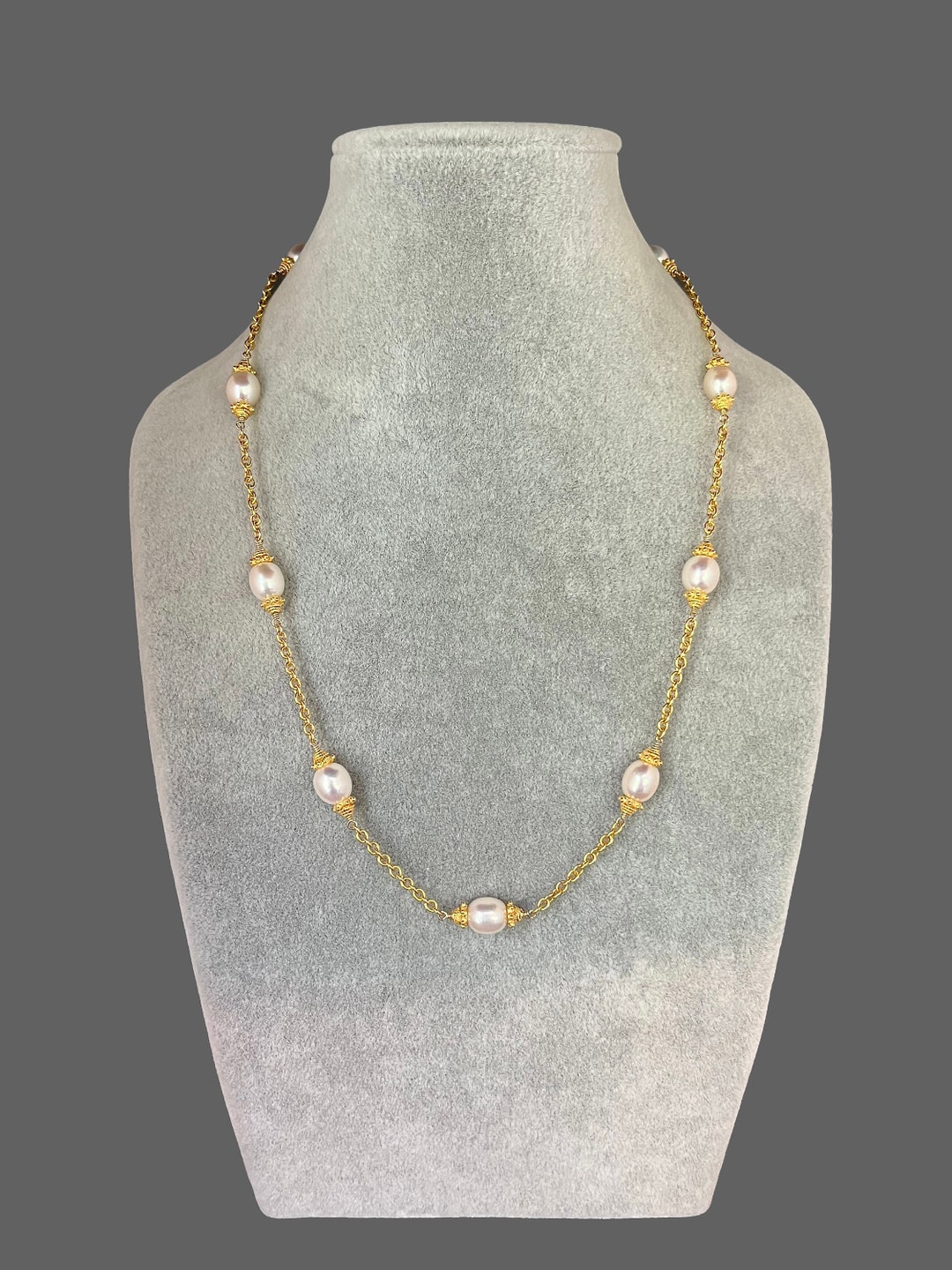 Pearl and Gold Necklace Pearl and Chain Necklace Freshwater Pearl Necklace Wire Wrapped Pearl ...