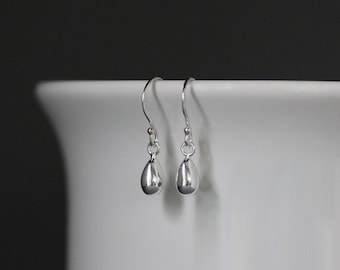 Silver Teardrop Earrings - Teardrop Charm Earrings - Shiny Silver Earrings - Sterling Silver Earrings - Boho Earrings - Gift for Girl
