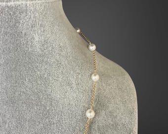 ネックレス・ペンダント Shiny Snow Pearl Necklace Pearl and Gold Necklace - Wire Wrapped Pearl Necklace