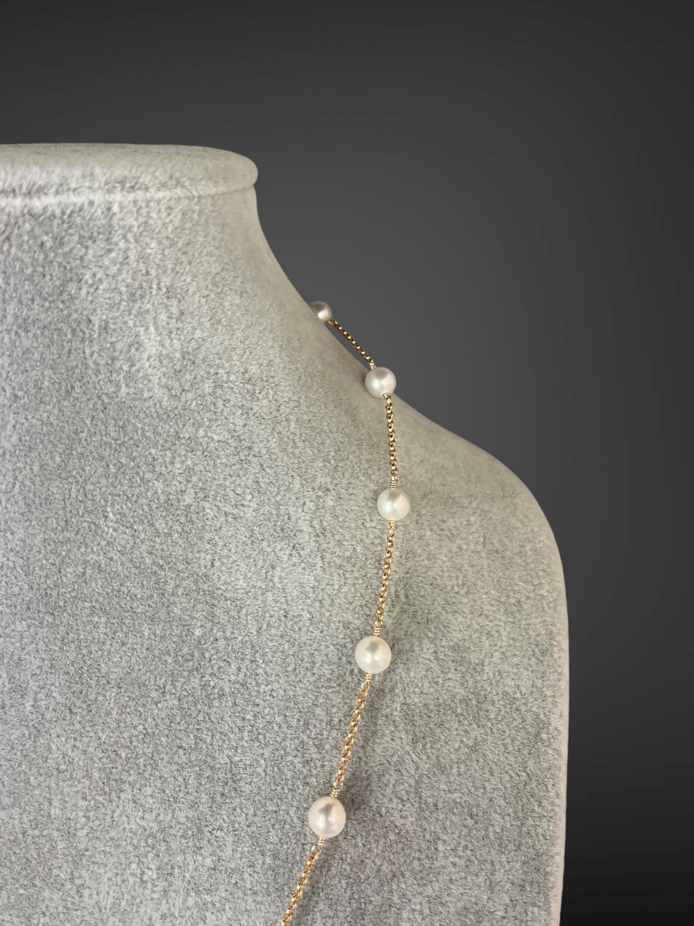 Pearl and Gold Necklace - Wire Wrapped Pearl Necklace