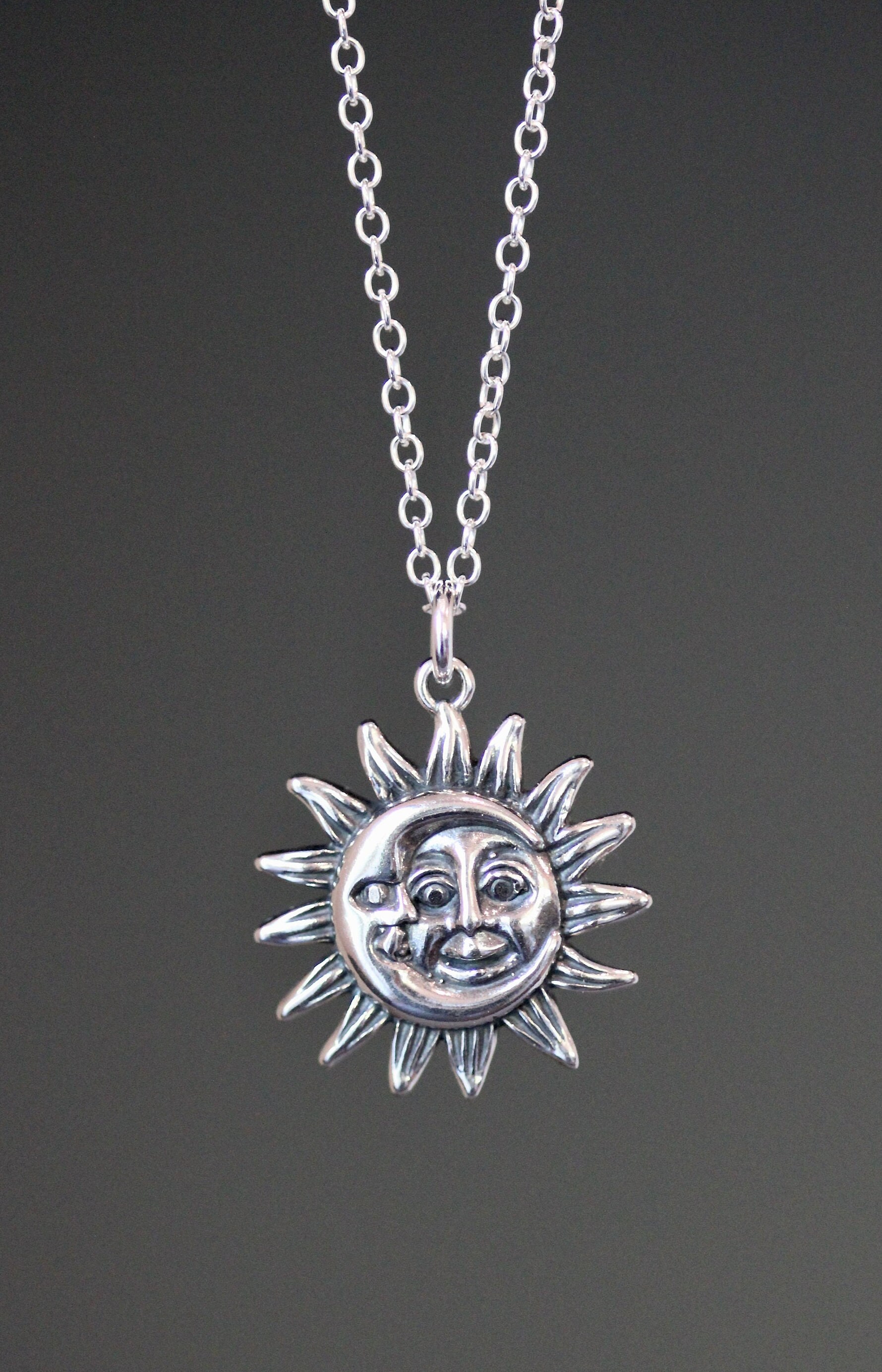 Sun and Moon Necklace - Silver Sun and Moon - Celestial Necklace