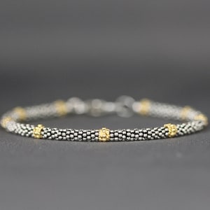 Gouden en zilveren armband - sieraden van gemengd metaal - Bali zilveren armband - tweekleurige armband - Bali kralenarmband - sieraden in laagjes