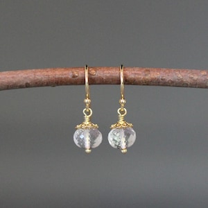 Quartz Crystal Earrings - Clear Quartz Earrings - Crystal and Gold Earrings - Gold Dangle Earrings - Clear Gemstone Earrings - Small Earring