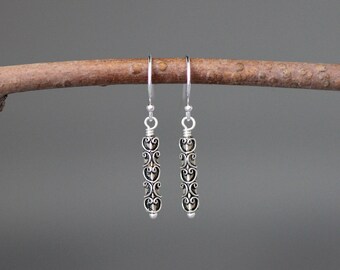 Silver Scroll Earrings - Bali Silver Earrings - Silver Wire Wrapped Earrings - Simple Silver Earrings - Lightweight Silver Earrings