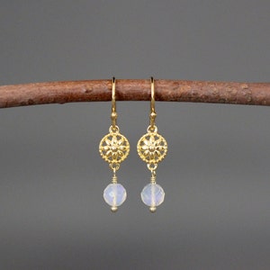 Ethiopian Opal Earrings - Opal and Gold Earrings - 24k Gold Vermeil Earrings - Opalescent Earrings - Gold Wire Wrapped Earrings