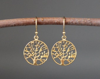 14k gold tree 2024 of life earrings