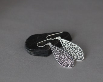 Orecchini A Goccia In Argento 925 Filigree, Donna, Leggeri, Eleganti, In Confezione Regalo