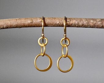 Gold Circle Earrings - Matte Gold Earrings - Everyday Gold Earrings - Minimalist Gold Earrings