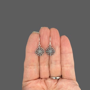 Silver Filigree Earrings Silver Flower Earrings Bali Silver Earrings Sterling Silver Earrings Silver Charm Earrings image 6