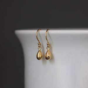 Gold Teardrop Earrings - Teardrop Charm Earrings - Shiny Gold Earrings - 24k Gold Vermeil Earrings - Boho Earrings - All Gold Earrings