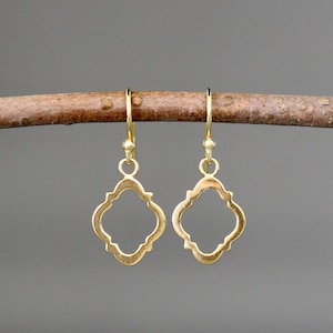 Simple Gold Earrings - Shiny Gold Earrings - 24k Gold Vermeil Earrings - Everyday Gold Earrings - Gold Frame Earrings - All Gold Earrings
