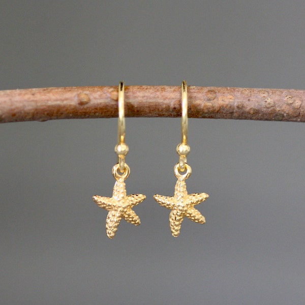 Starfish Earrings - Gold Star Earrings - Small Star Earrings - 14k Gold Vermeil - Gold Dangle Earrings