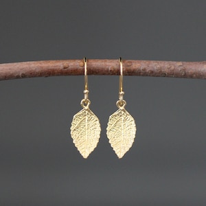 Gold Leaf Earrings - Leaf Charm Earrings - 24k Gold Vermeil Earrings - Everyday Gold Jewelry - Nature Jewelry