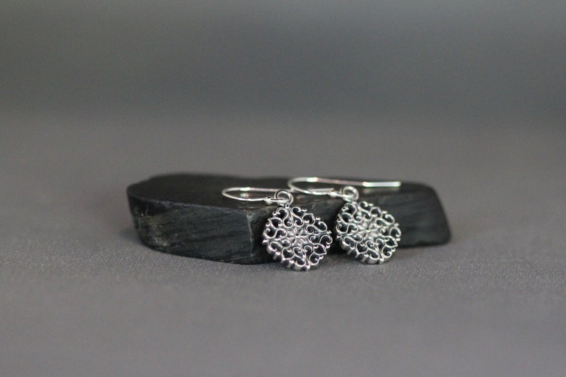 Silver Filigree Earrings Silver Flower Earrings Bali Silver Earrings Sterling Silver Earrings Silver Charm Earrings image 5