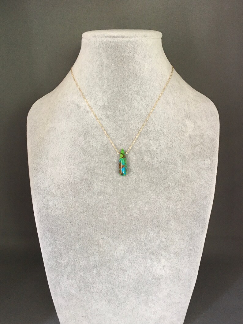 Wire Wrapped Gold Necklace Copper Turquoise Necklace Turquoise and Gold Necklace Lime Green Turquoise Necklace