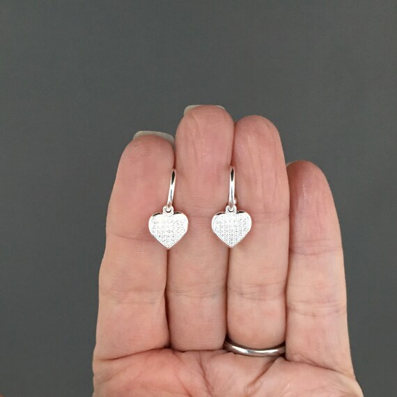 Boucles D'oreilles Cœur Argent 925 Avec Zircon - Créoles Pendentif, Neuves Avec étiquettes