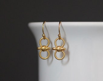 Gold Knot Earrings - Gold Charm Earrings - Matte Gold Earrings - 18k Gold Vermeil Earrings - Everyday Gold Jewelry - Everyday Gold Earrings