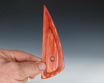 Firey Orange Composite Wood Mini Potters Rib, Pottery Tool