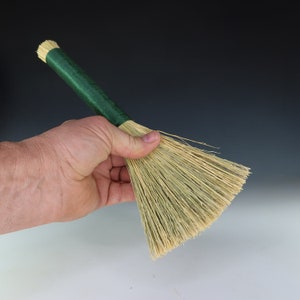 Emerald Green Handled Slip Broom, Paint Brush, Hake, Handmade Corn Broom Paintbrush, Hakame Brush
