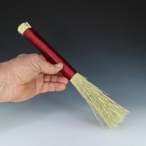 Metalic Maroon Handled Slip Broom, Paint Brush, Hake, Handmade Corn Broom Paintbrush, Hakame Brush