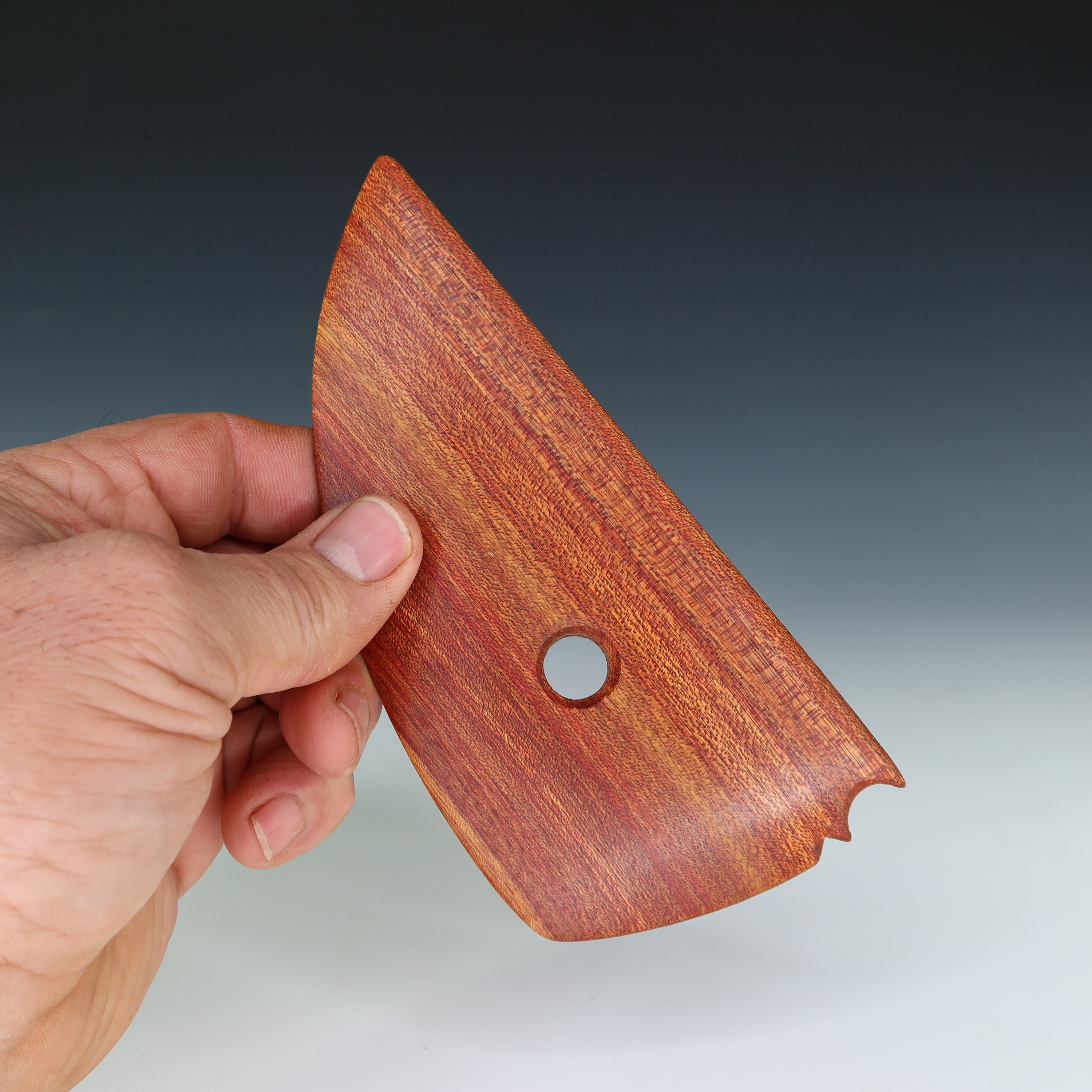 Bloodwood Triangular Footing Detailer Pottery Rib, Wood Platter