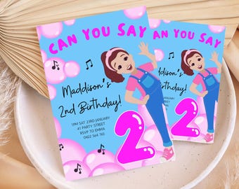 Ms Rachel Birthday Invitation, editable invite, Can you say Two?, Ms Rachel, Birthday decorations, girl invite, boy invitation, 2nd birthday