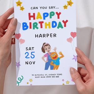 Ms Rachel Birthday invitation, editable invite, girl invite, boy invite, Ms Rachel, Can you say Happy Birthday