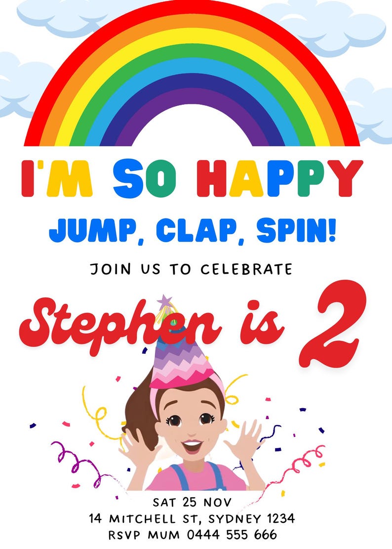 Ms Rachel Invite, Ms Rachel Party, Ms Rachel Theme, I'm so Happy, 2nd ...