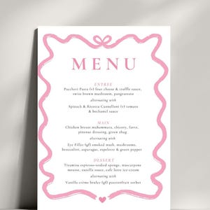 Mittagsmenü, Abendmenü, Hochzeitsmenü, Geburtstagsmenü, Menü rosa, Menü Bogen