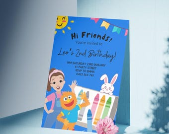 Invito di compleanno della signorina Rachel, compleanno di un bambino, invito modificabile, tema blu, invito per il 2° compleanno, invito per il 1° compleanno, invito modificabile
