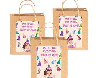Ms Rachel Geburtstagsparty Thema, Etikett für Geschenktüte, Ms RACHEL, Lolly Bag Anhänger, Ms Rachel Party, 5x8', printable