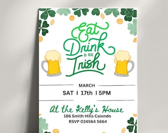 St. Patrick's Day invitation shamrock St Patrick's day party invite beer party green Irish any event editable printable download