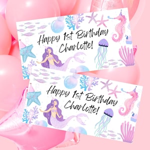 Under the sea birthday banner, girl birthday, ocean theme birthday, mermaid birthday
