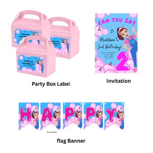 Ms Rachel bundle, Ms Rachel invitation, party bundle, Ms Rachel theme, Ms Rachel banner, Ms Rachel party box, Ms Rachel, 2nd birthday