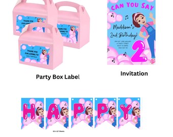 Ms Rachel bundle, Ms Rachel invitation, party bundle, Ms Rachel theme, Ms Rachel banner, Ms Rachel party box, Ms Rachel, 2nd birthday