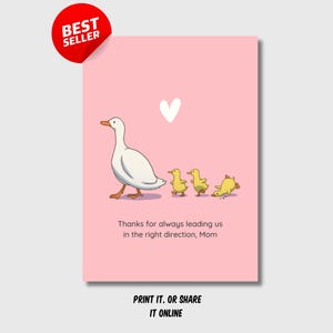 Tarjeta de felicitación para el Día de la Madre, ideal como regalo para mamá, bonita tarjeta imprimible de agradecimiento para mamá, tarjeta imprimible para el Día de la Madre, descarga digital.