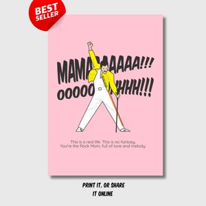 Cartão de Dia das Mães para a Esposa, Super Mãe, Cartão Inspirado pela Rainha para a Mãe, Download Digital You Rock, Este é o Presente para Você, Mãe