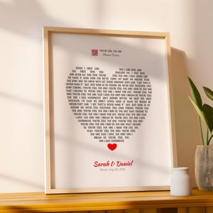 Printable You&#39;re Still the One Lyric Heart – Shania Twain Anniversary Gift, Custom Song Lyric Wall Art, Personalized Heart Poster for Couple