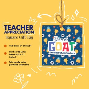 Teacher Appreciation Gift Tags: Square Cookie Label (Digital Download)