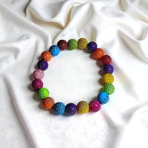 Color Pop Rainbow Beaded Bracelet | 7&quot; Elastic Stretch Bracelet